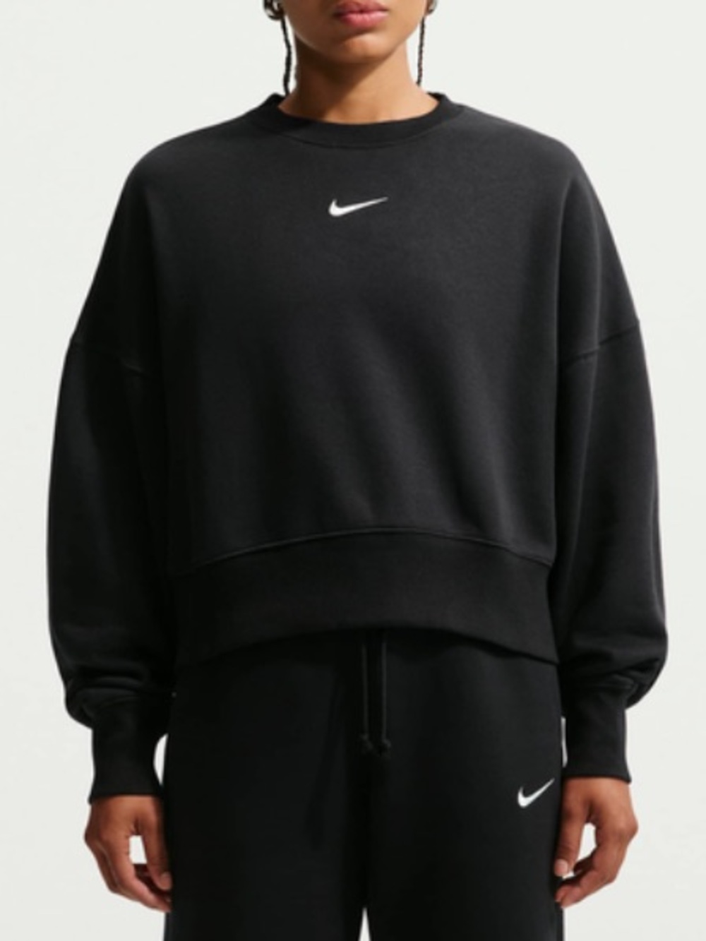 Nike Phoenix Fleece Crew-Neck Sweatshirt in Black Sz S
